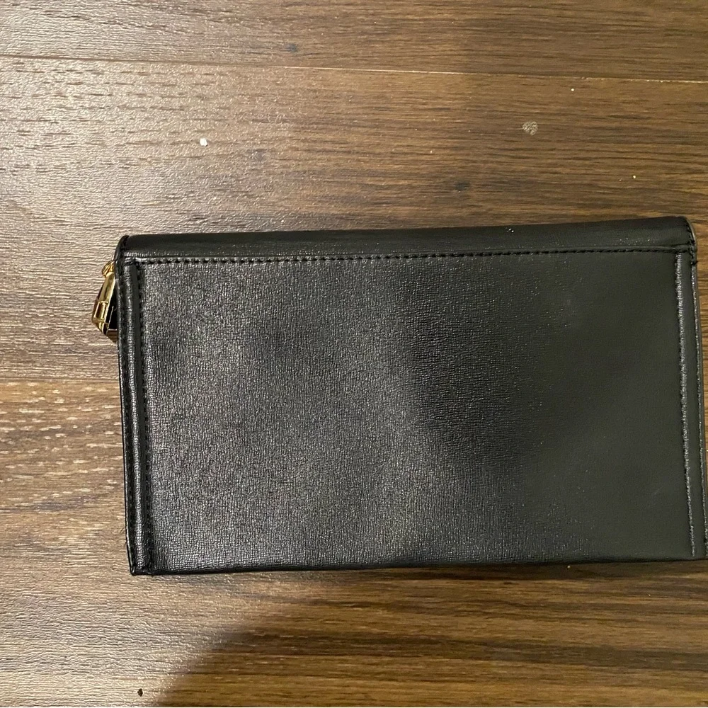 Black Wallet with Gold Crescent Accent - Picture 2 of 3
